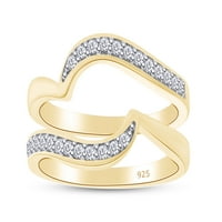 Карат кръг отрязана лаборатория Създадена модаета с диамант предпазител за годеж сватбен пръстен в 14K жълто злато, покрито със сребро с размер на сребро - 4.5
