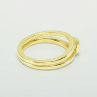 14k жълто злато естествено аквамарин женски пръстен за пасианс - размер 7.25