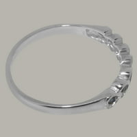 Британски направени 9k бяло злато естествено сапфирно женско обещание пръстен - Опции за размер - размер 10.5