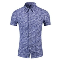 Ризи за педари за мъже модни поло с късо ръкав класически мъжки готини класически тениска синьо, 3XL