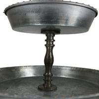Rustic Farmhouse Tiered Backetop GALVANIZED METAL SERVING TRAIGE с дръжка