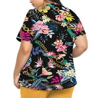Strungten Women's Floral Printing с къси ръкави V-образни върхове работещи униформени джобни блуза летни върхове за жени модерни