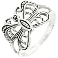 Пеперуда със заоблени крила стерлингов сребърен пръстен - 7