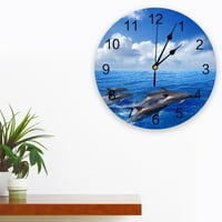 Син океан делфин облаци часовници стена домашна декорация модерна кухня спалня хол хол декор стена часовник