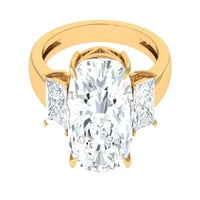 Сертифициран годежен пръстен за пасианс Moissanite за жени - D цвят срещу яснота, 14K жълто злато, САЩ 6.00