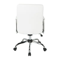 Домашно обзавеждане Фау кожен стол в бяло с хромирана основа