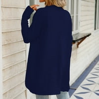 Yinmgmhj зимни палта за жени жени зимни ежедневни дълги ръкави дами палта солидна жилетка пуловер тъмно синьо + s