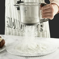 Anvazise печене на ръчно управляван с голям капацитет Пластмасово печене за готвене брашно Мрежа Sifter кухненски прибори сиви с един размер