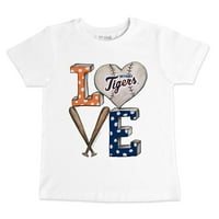 Детско мъничко бяло бяло детройт тигрите бейзболна любовна тениска