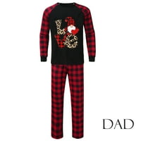 Virmaxy съвпадение на семейни пижами комплекти Коледа мъже kawaii снежен човек печат кариран с дълъг ръкав тениска в шията с карирани дъна панталони уютно комфортно спално облекло Red-B XL