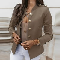 Женски твърд цвят с дълги ръкави с дълги ръкави с тънка дъвка малък костюм късо палто отгоре модерни тънки монтирани топли уютни жилетка върхове пуловер палто