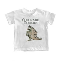 Младежта мъничка бяла тениска на скали на Колорадо Стега