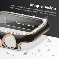 BLING GLASS+капак за Apple Watch Case Iwatch Diamond Bumper+Protector на екрана Apple Watch Series SE - Зелена роза