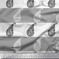Soimoi Black Viscose Chiffon Fabric Stripe & Paisley отпечатан двор