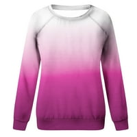 Yyeselk дамски суичъри свободни годни за дълги ръкави тениски пуловер модерен градиент цвят блузи есенни дрехи ежедневни екипажи върхове горещи розови xl