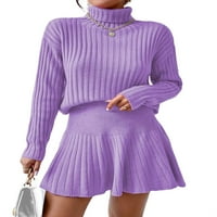 Небрежни обикновени пола с висока шия с дълъг ръкав люляк лилав женски пулове
