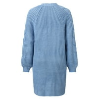 Yinguo жени Небрежни дълги ръкави плетен отворен фронт мода Разхлабена елегантна топла Голяма нова плетана пуловер Кардиган