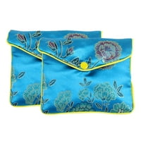 Farfi Елегантна бродирана торбичка за бижута Красива ярка цветна тъкан Бижута Организатор за жени