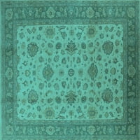 Ahgly Company Machine Pashable Indoor Rectangle Oriental Turquoise Blue Industrial Area Rugs, 7 '10'