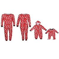 Семейство Avodova, съвпадаща коледна пижама, комплект Дядо Коледа Клаус Едно парче цип фронт качулка за възрастни деца бебе