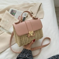 Борке жени чанта рамо ръчно изтъкана ежедневна плажна чанта с ключалка с чанта за кръстосана чанта