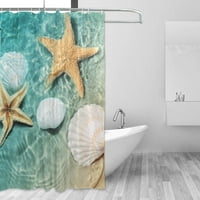 Starfish и Seashell на лятна плажна баня за вана облицовки за завеси - 60x72in - полиестер - водоустойчива завеса за баня с C -образни куки за панел за декорация на баня